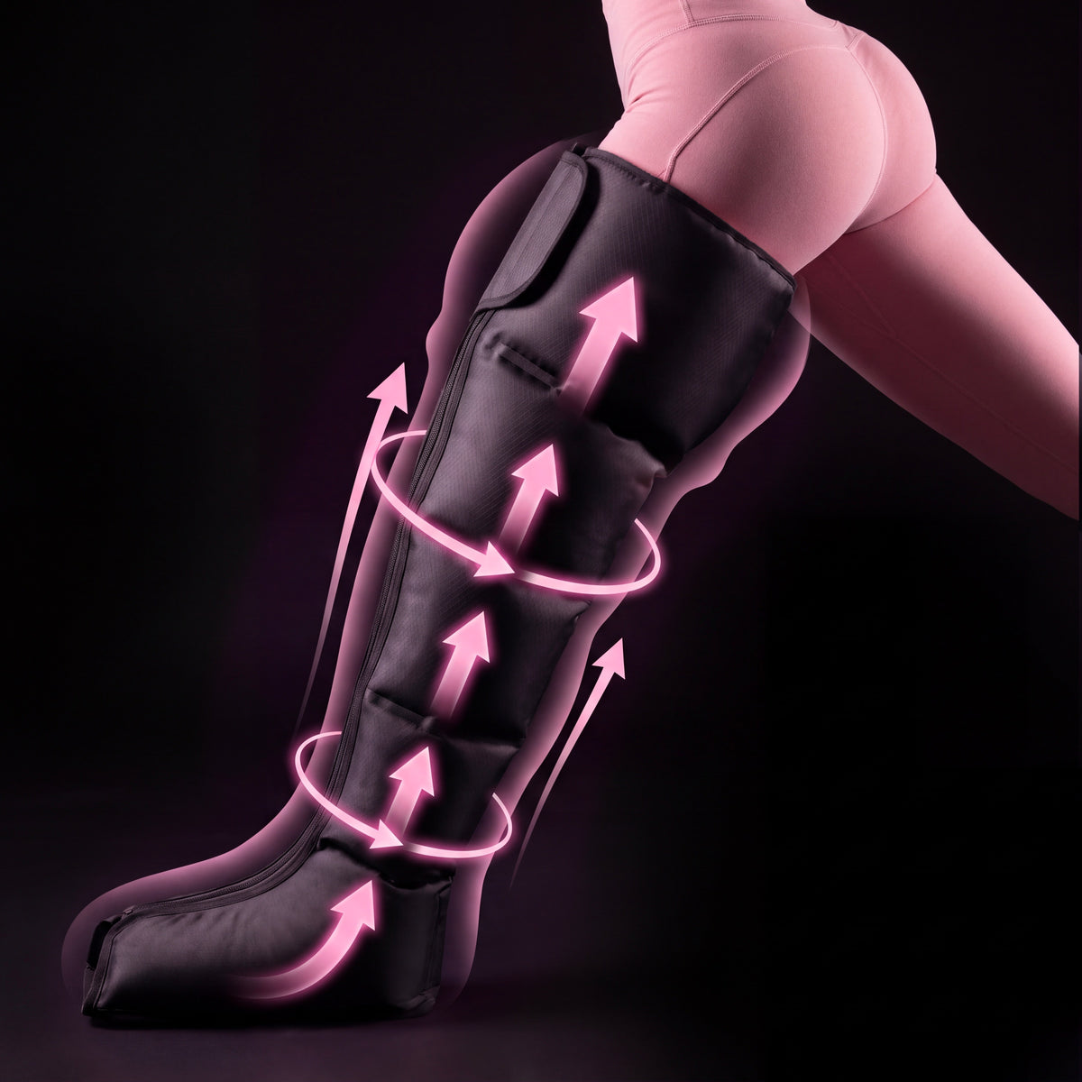 Pressoterapia LynfaFlow in uso: la compressione risale dal piede alla coscia